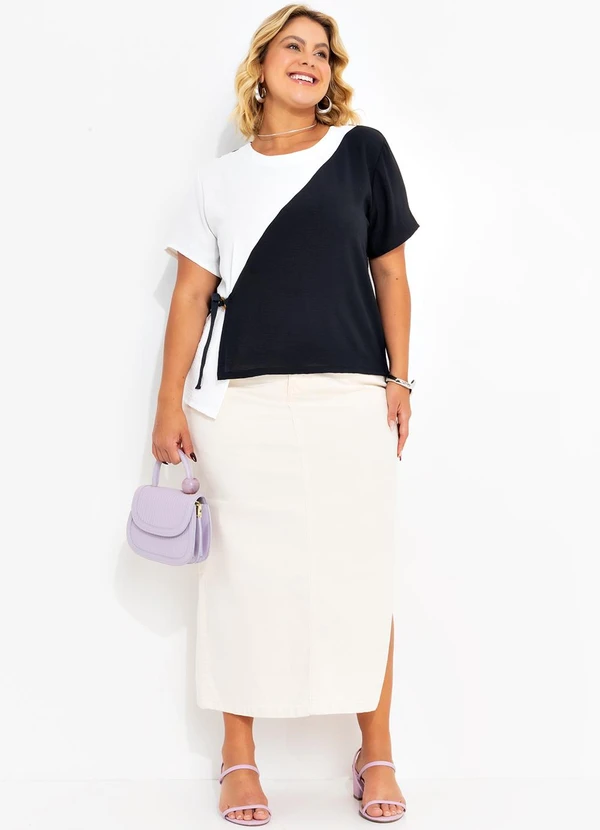 Marguerite - Saia Off White em Jeans 5