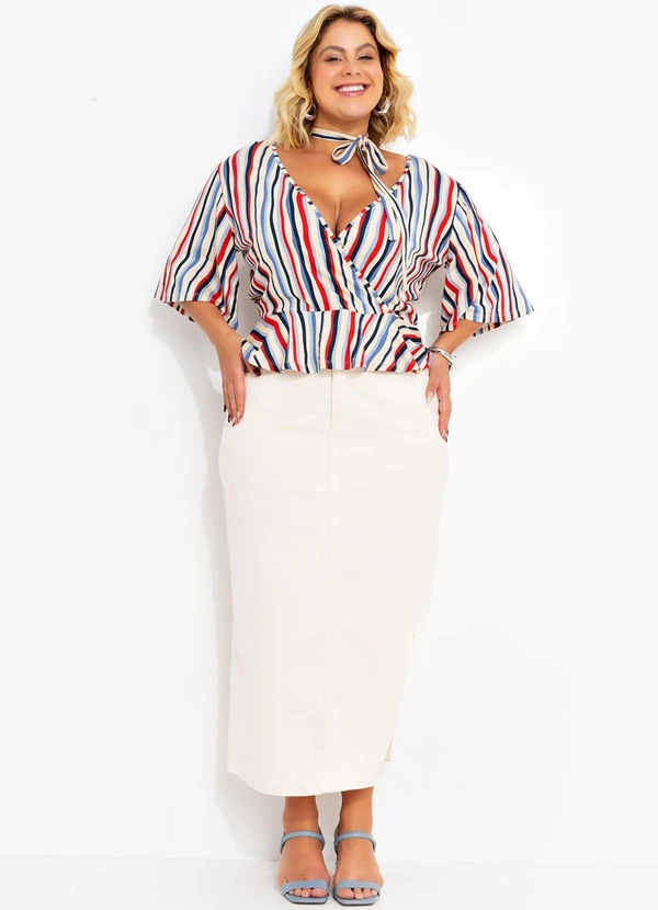 Marguerite - Saia Off White em Jeans 6