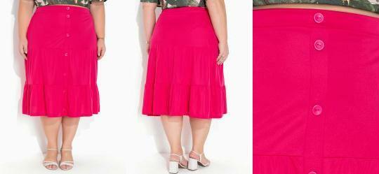 Saia Pink com Franzidos e Botes Plus Size