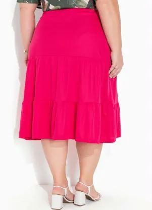 Marguerite - Saia Pink com Franzidos e Botões Plus Size - MARGUERITE