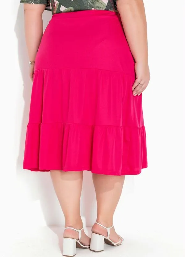Marguerite - Saia Pink com Franzidos e Botões Plus Size 2