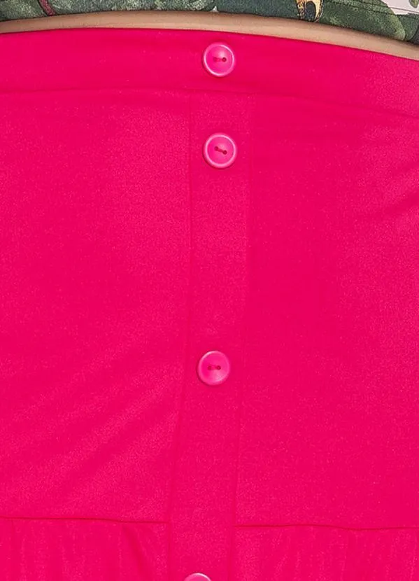 Marguerite - Saia Pink com Franzidos e Botões Plus Size 3