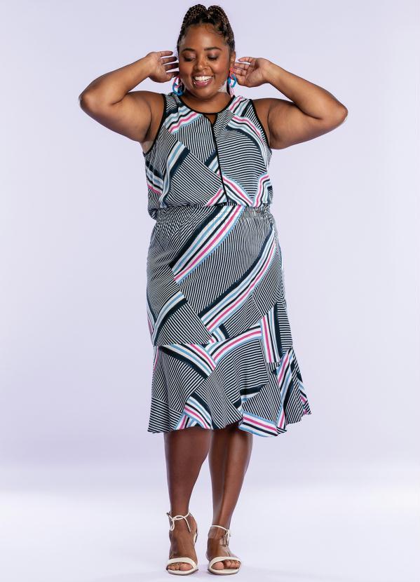 Maelle - Saia Plus Size com Babados Azul