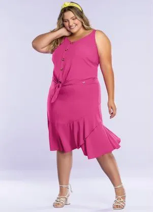 Maelle - Saia Plus Size com Babados Rosa - MAELLE