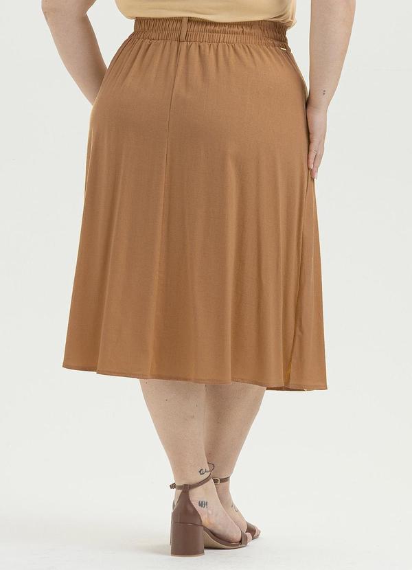 Cativa - Saia Plus Size Midi em Linho Marrom 3