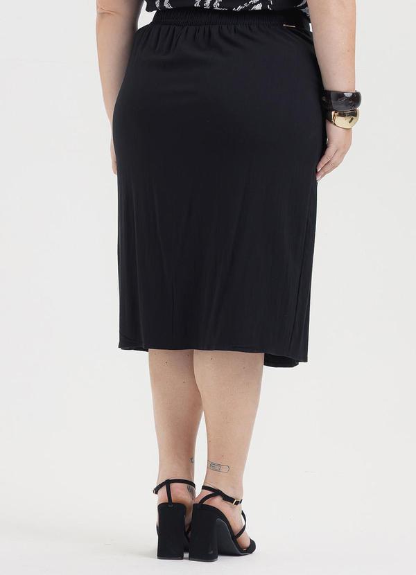 Cativa - Saia Plus Size Midi em Viscose Preto 3