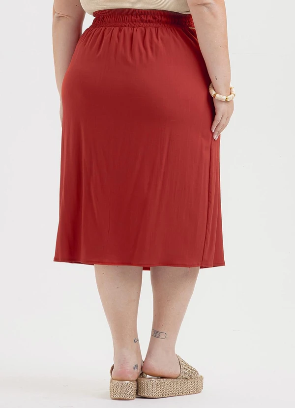 Cativa - Saia Plus Size Midi em Viscose Vermelho 3