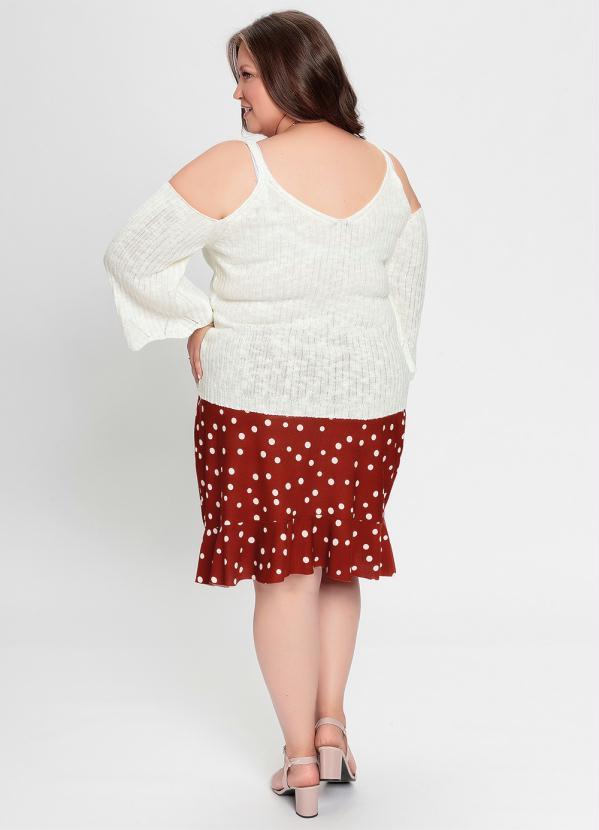 Outlet - Saia Plus Size Poá Telha com Babado 5