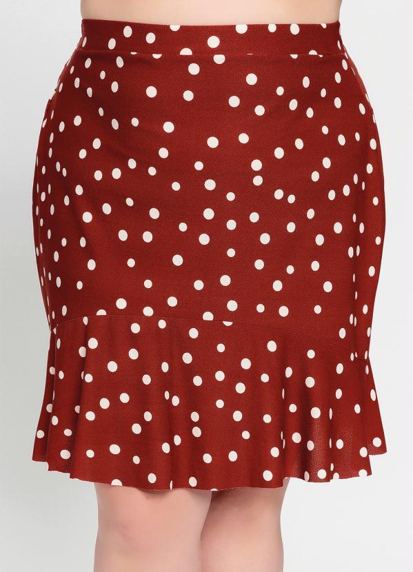 Outlet - Saia Plus Size Poá Telha com Babado 6