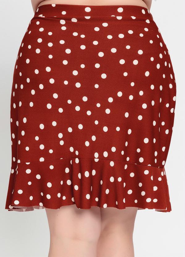 Outlet - Saia Plus Size Poá Telha com Babado 7