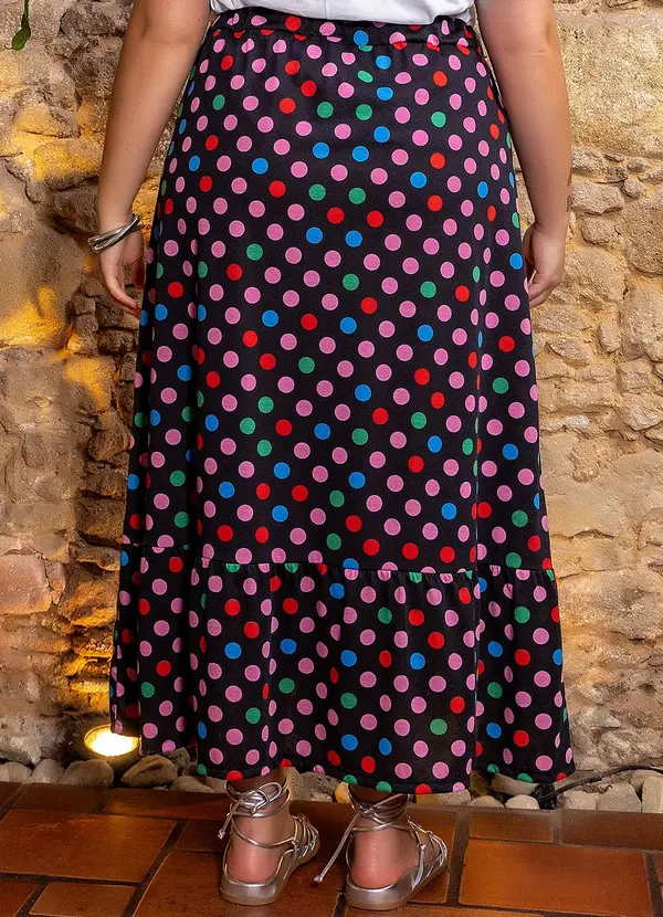 Marguerite - Saia Poá Colorido em Malha 2