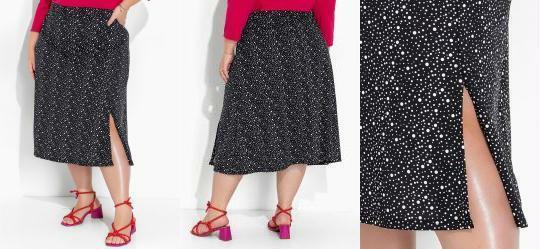 Saia Po Preta com Fenda Plus Size
