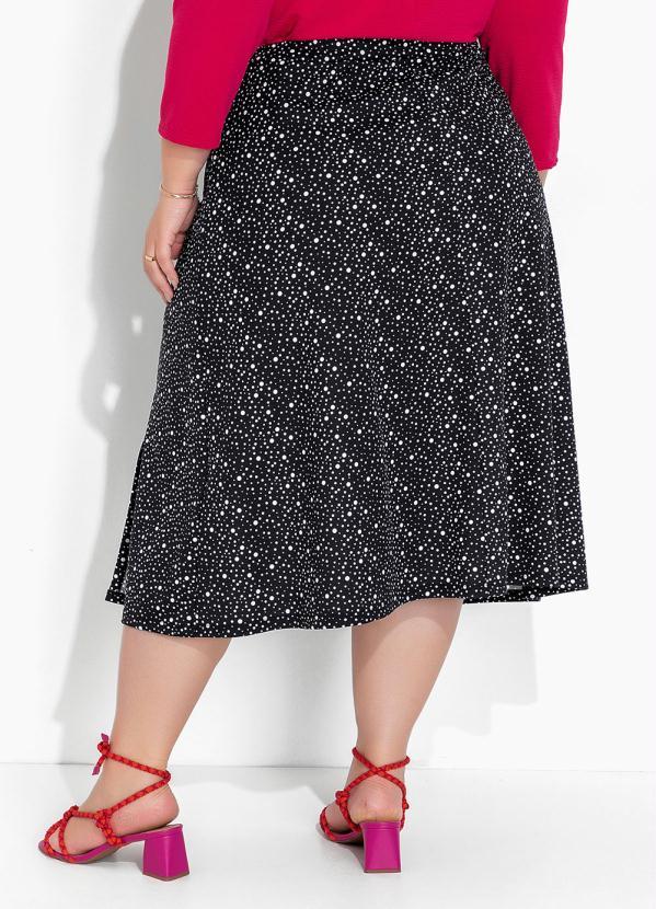 Marguerite - Saia Poá Preta com Fenda Plus Size 2