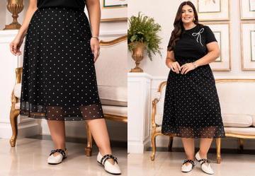 Saia Po Preto e Branco em Tule