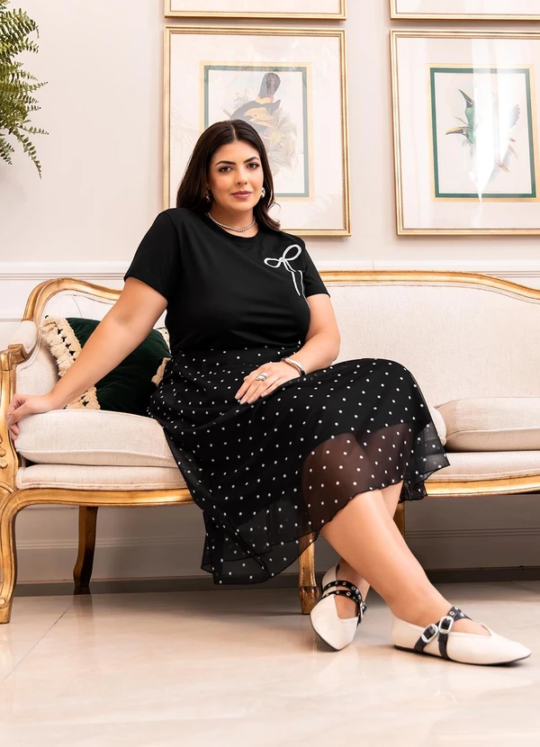 Marguerite - Saia Poá Preto e Branco em Tule 3