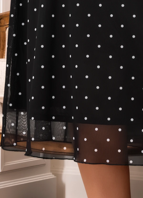 Marguerite - Saia Poá Preto e Branco em Tule 9