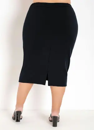 Marguerite - Saia Preta com Textura Plus Size - MARGUERITE