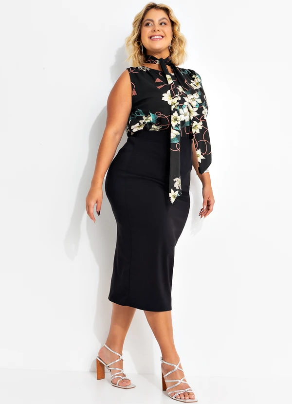 Marguerite - Saia Preta em Bengaline 8