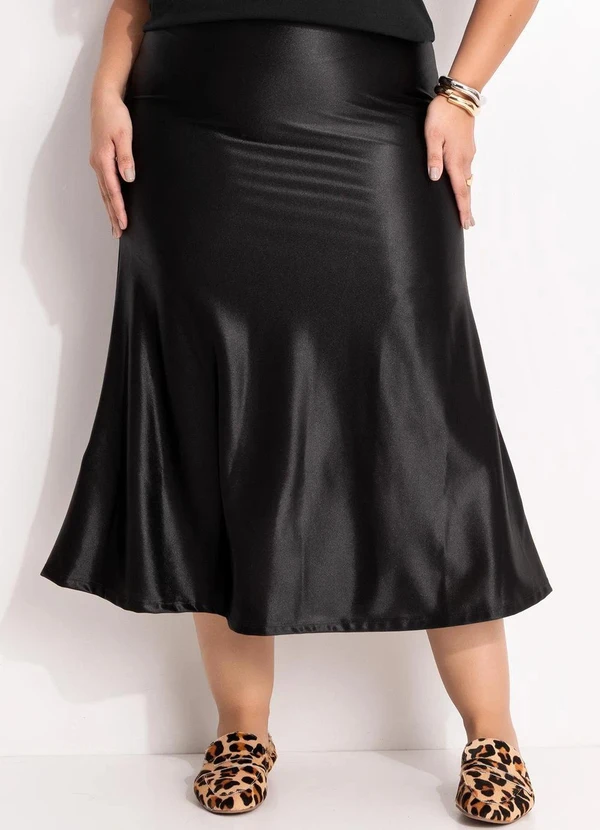 Marguerite - Saia Preta em Malha Acetinada com Elastano 13