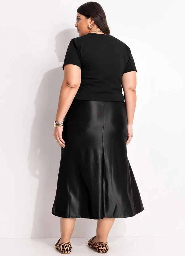 Marguerite - Saia Preta em Malha Acetinada com Elastano 16