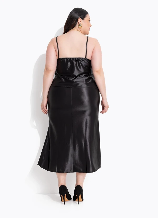 Marguerite - Saia Preta em Malha Acetinada com Elastano 2