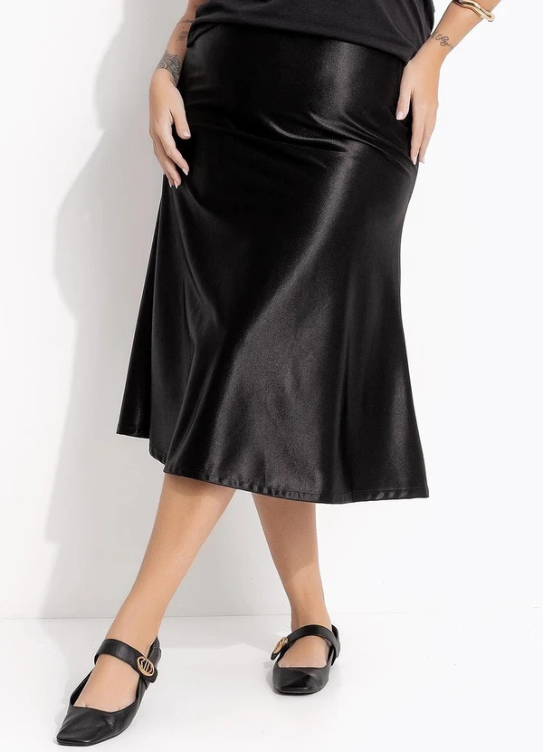 Marguerite - Saia Preta em Malha Acetinada com Elastano 6
