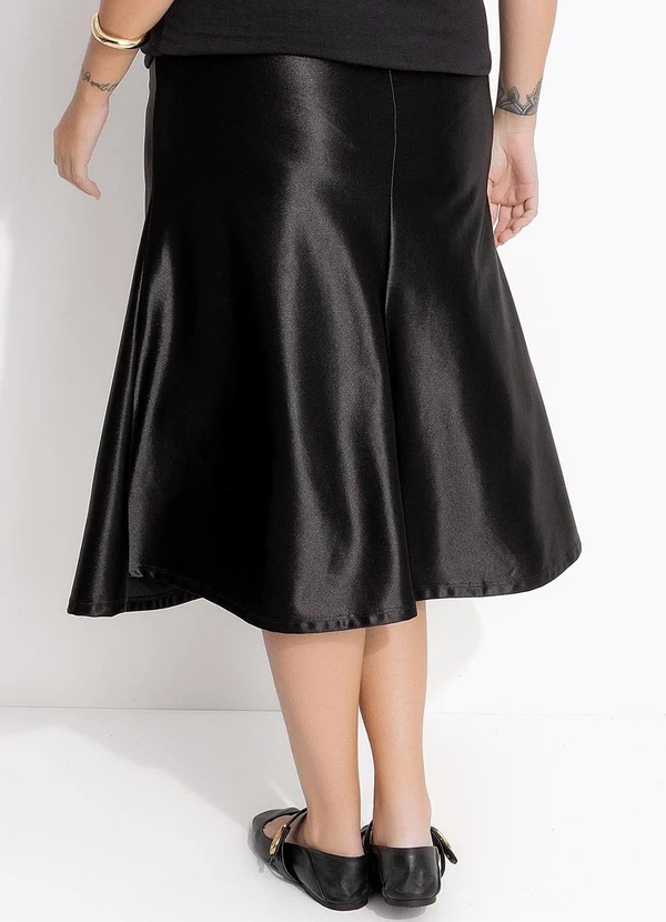 Marguerite - Saia Preta em Malha Acetinada com Elastano 7
