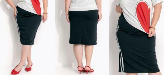 Saia Preta em Malha Crepe