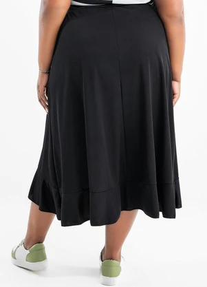 Marguerite - Saia Preta Transpassada Plus Size - MARGUERITE