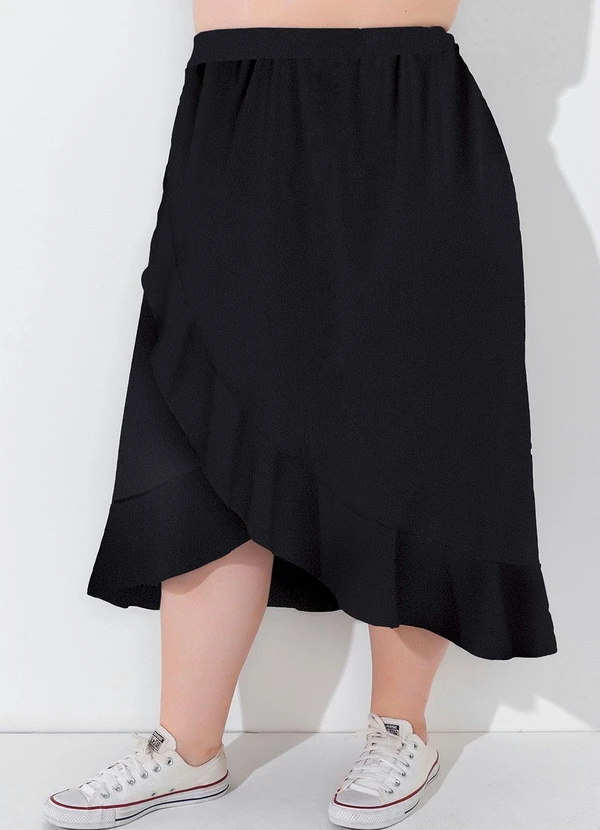 Marguerite - Saia Preta Transpassada Plus Size 3