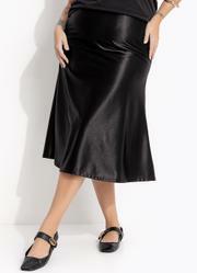 Saia Preto em Malha com Elastano