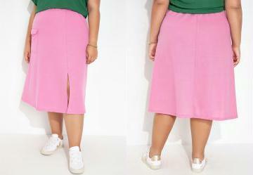 Saia Rosa Chiclete Bolso Cargo Plus Size