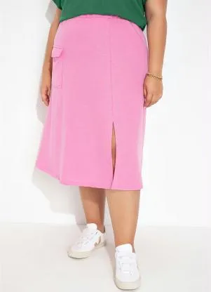 Marguerite - Saia Rosa Chiclete Bolso Cargo Plus Size - MARGUERITE