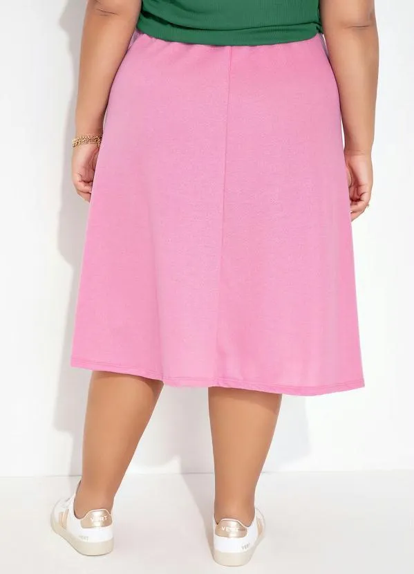 Marguerite - Saia Rosa Chiclete Bolso Cargo Plus Size 2