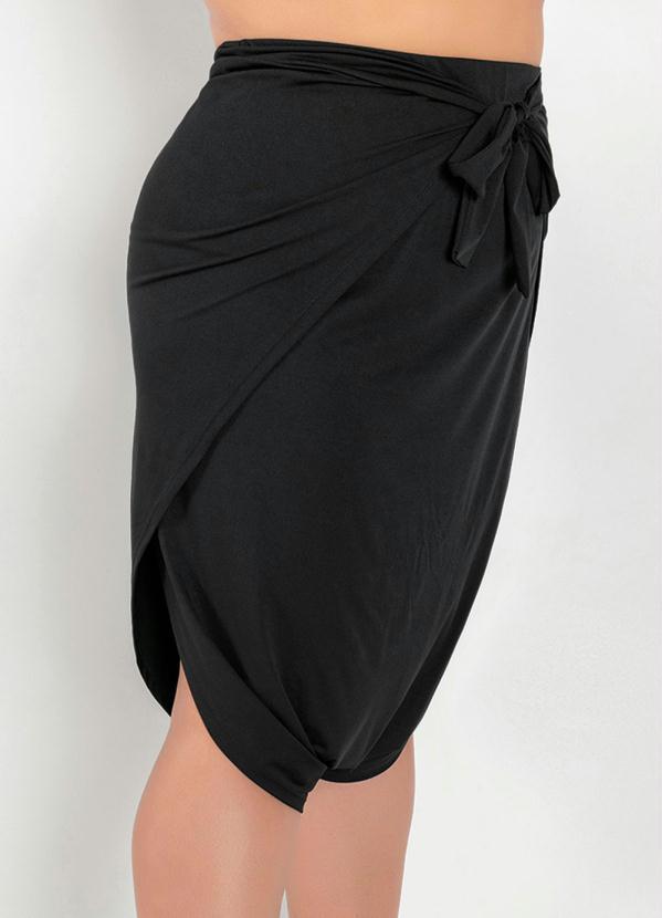 Outlet - Saia Saruel Preta com Amarração no Cós Plus Size 2