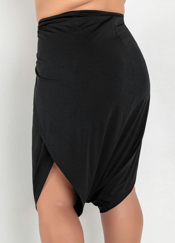 Outlet - Saia Saruel Preta com Amarração no Cós Plus Size 3