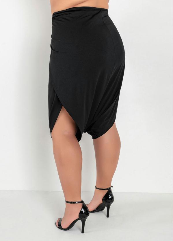 Outlet - Saia Saruel Preta com Amarração no Cós Plus Size 6