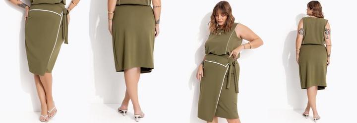 Saia Verde em Malha Crepe