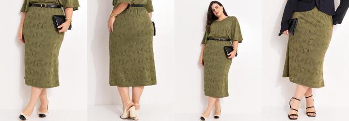 Saia Verde em Malha Laise