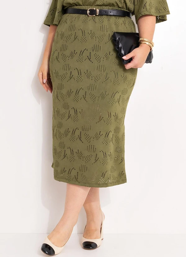 Marguerite - Saia Verde em Malha Laise