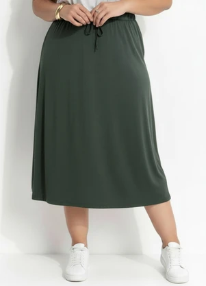 Marguerite - Saia Verde em Malha Suede - MARGUERITE