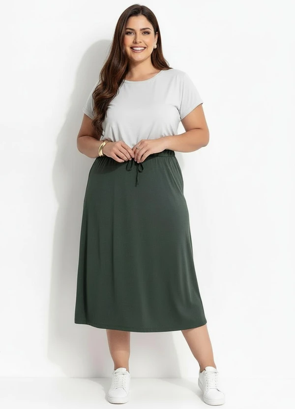 Marguerite - Saia Verde em Malha Suede 5