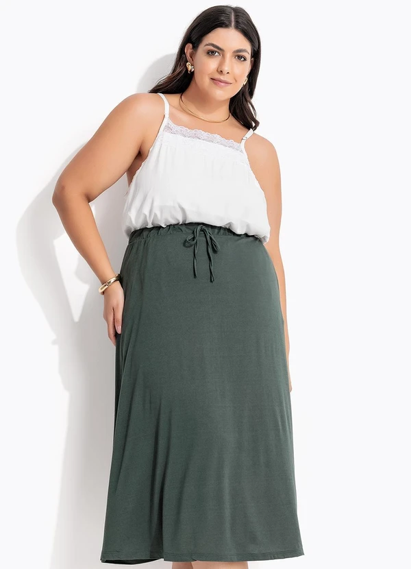 Marguerite - Saia Verde em Malha Suede 8