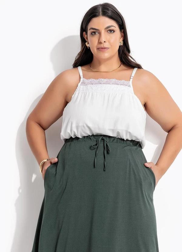 Marguerite - Saia Verde em Malha Suede 9