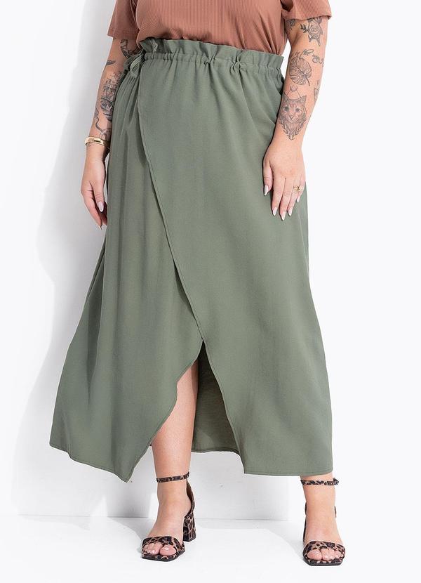 Saia (Verde Oliva) em Viscose Sarjada