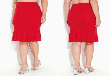 Saia Vermelha com Babado Plus Size
