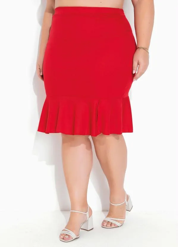 Marguerite - Saia Vermelha com Babado Plus Size