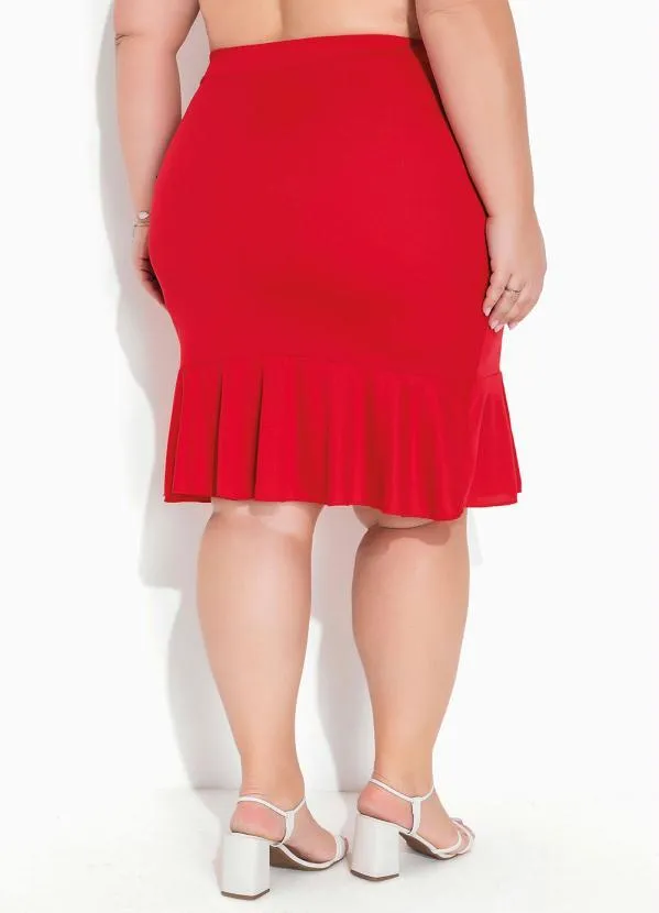 Marguerite - Saia Vermelha com Babado Plus Size
