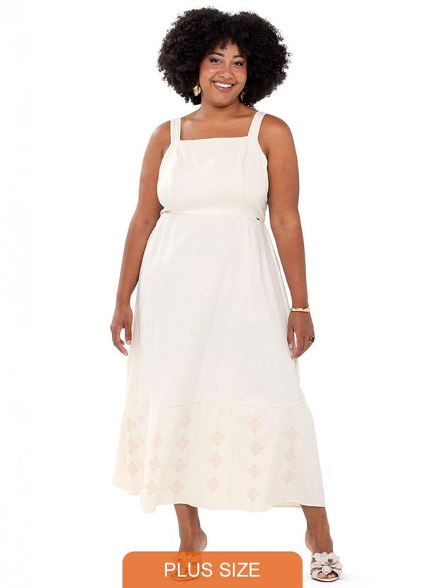 Rezzato - Vestido Alças Bordado Adulto Plus Size Branco 1