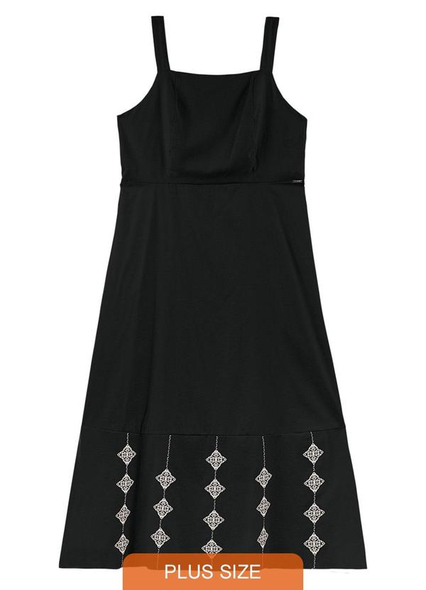 Rezzato - Vestido Alças Bordado Adulto Plus Size Preto